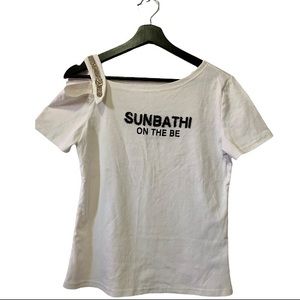 White Off Shoulder Strap Tee